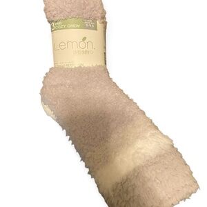 Lemon Loves Earth Socks Purple Gray 5-9.5 Warm Cozy Fuzzy Long Crew